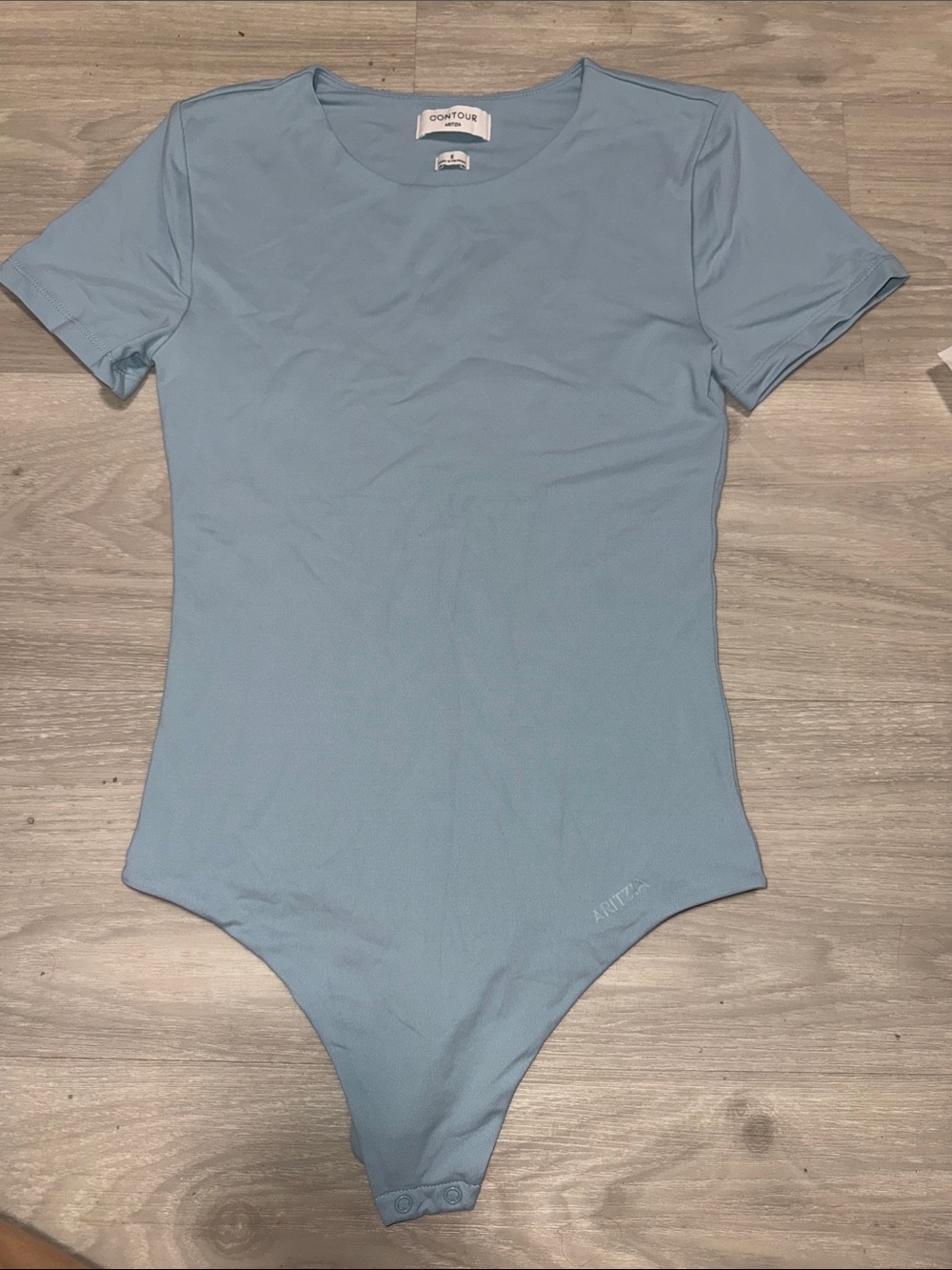 Aritzia Contour Light Blue Crew Neck Bodysuit